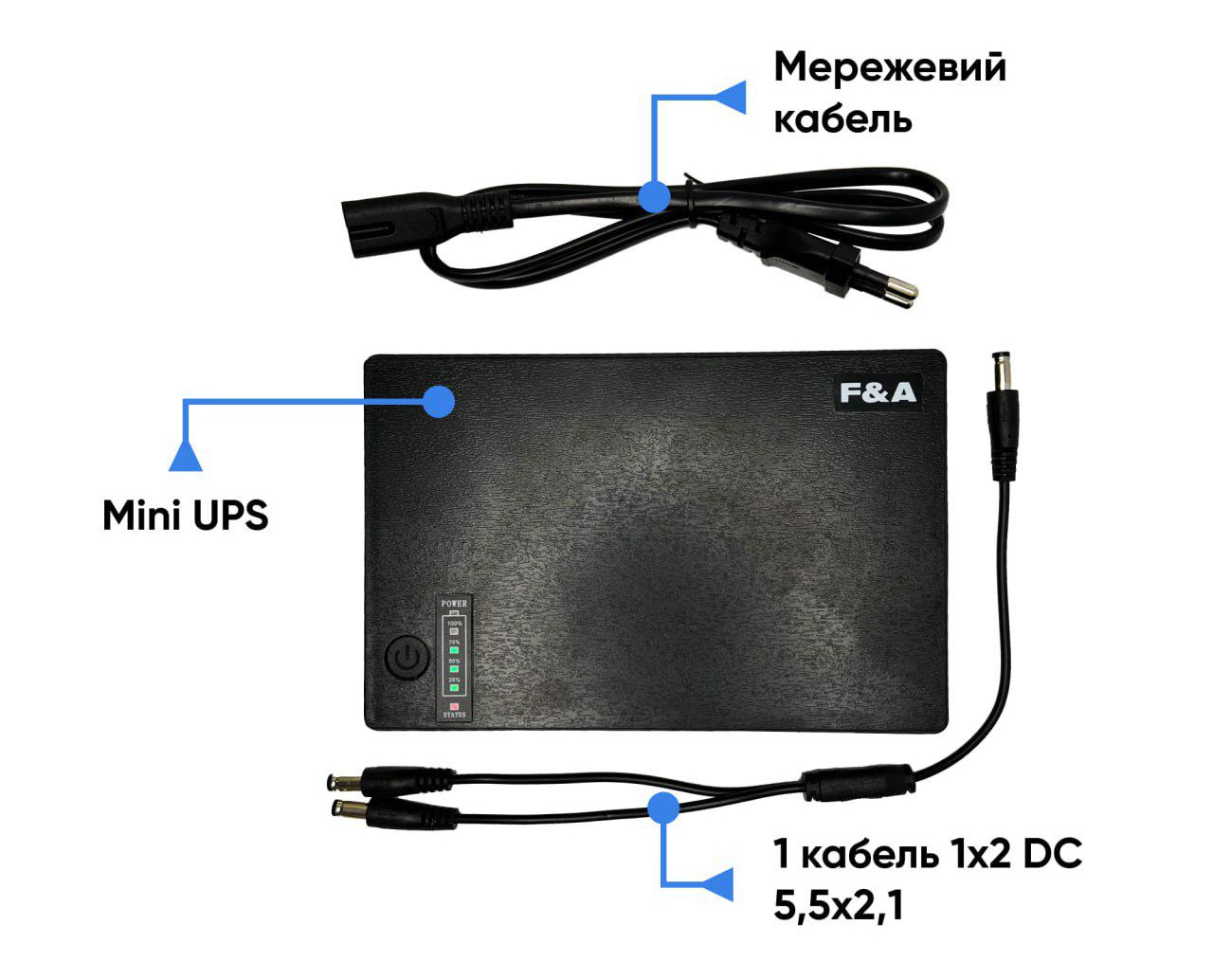 Джерело безперебійного живлення F&A Mini DC UPS DC1018 (10400 мАг) Джерело безперебійного живлення F&A Mini DC UPS DC1018 (10400 мАг)