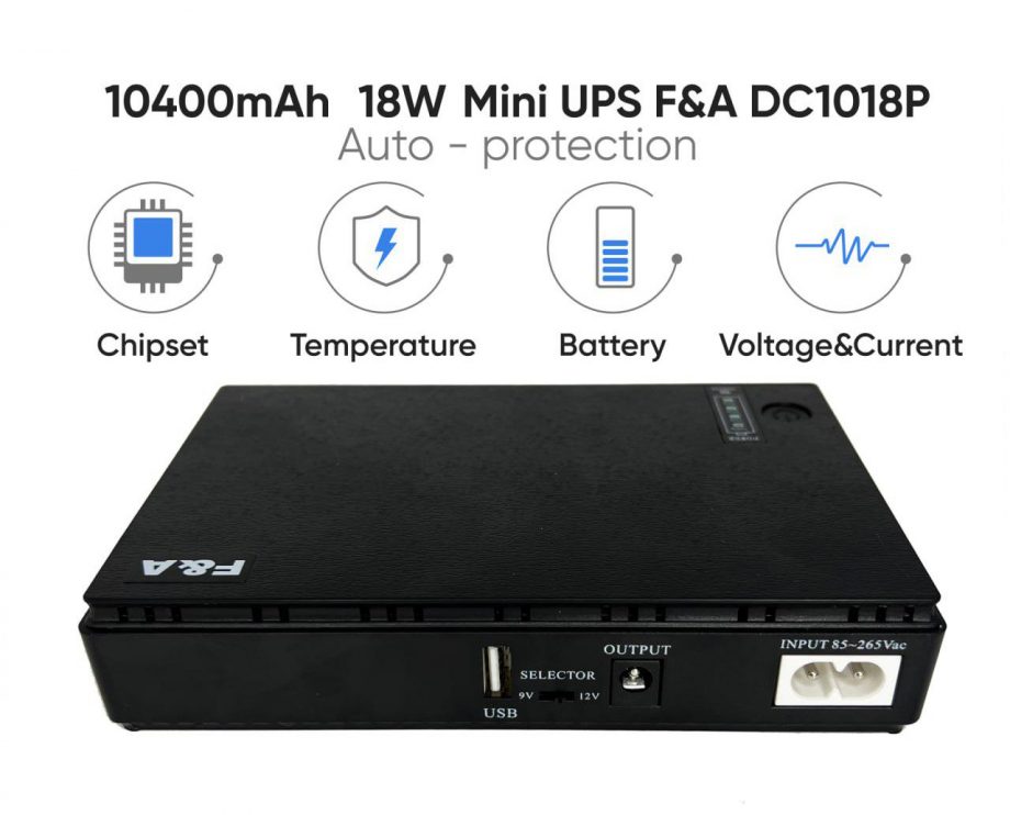 Джерело безперебійного живлення F&A Mini DC UPS DC1018 (10400 мАг)